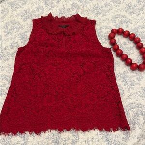 J. Crew Red Sleeveless Blouse with Peter Pan Collar